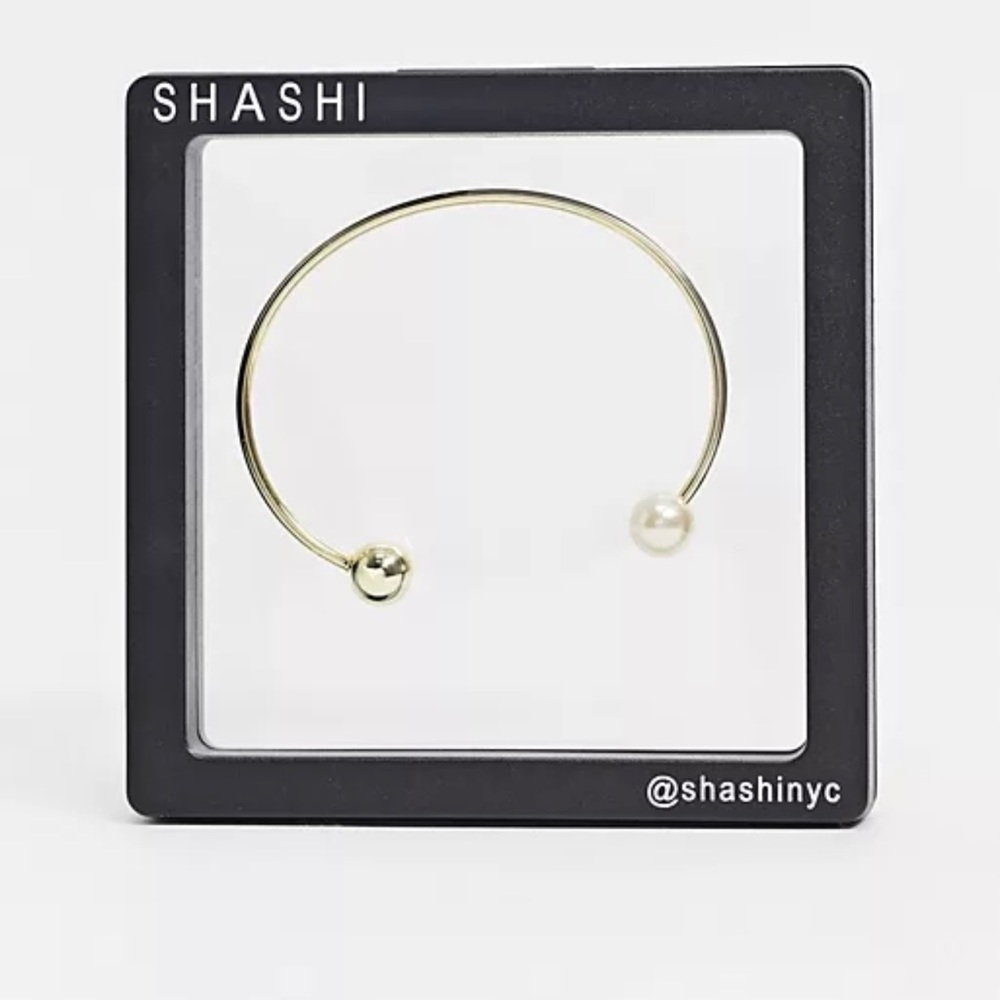 Sashi Gold Plated Pearl Cuff Bracelet